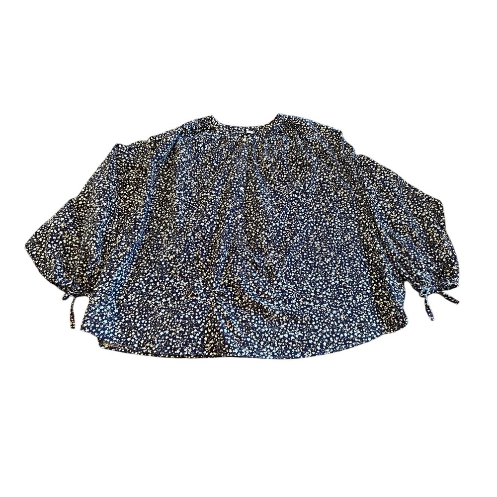 Old Navy Corduroy Peasant Top Blouse‎ Shirt Boho Floral Blue 4XL